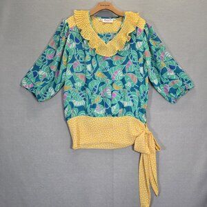 VTG Assorti for Susan Freis Abstract Floral Top Women's L Beaded Floral